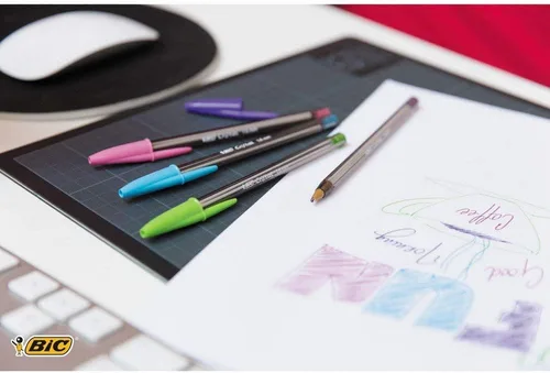 Miniatura 5 de BIC Cristal Fun - Bolígrafos con 5 colores de tinta surtidos, punta ancha (0.063 in), paquete de 10