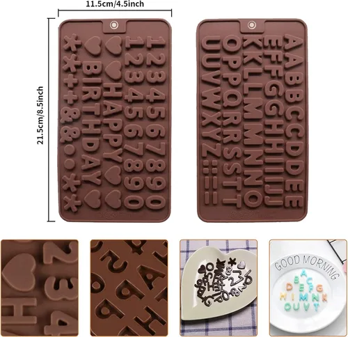 Miniatura 3 de Juego de moldes de chocolate, moldes de corazón de chocolate, molde de corazón rompible con martillo, moldes de números y letras para decoración
