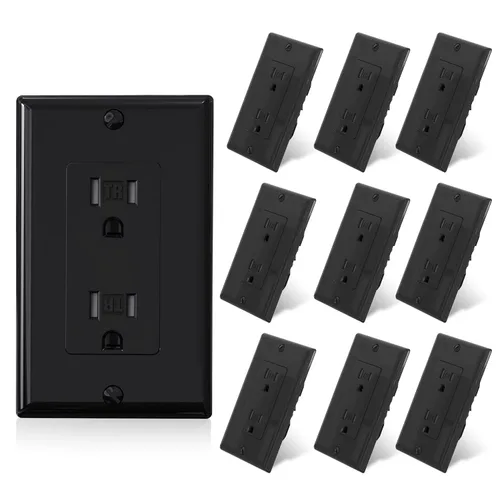 Miniatura 33 de ELEGRP Toma de corriente decorativa de pared, resistente a manipulaciones, 15 amperios, enchufe eléctrico de pared estándar, grado residencial