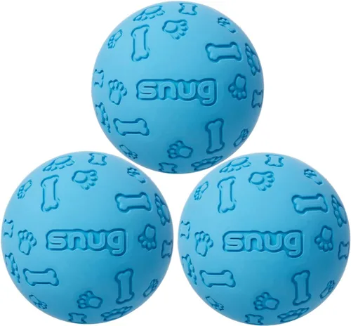 Miniatura 7 de Snug Pelotas de goma para perros pequeños y medianos, tamaño de pelota de tenis, prácticamente indestructibles (paquete de 3, azul)
