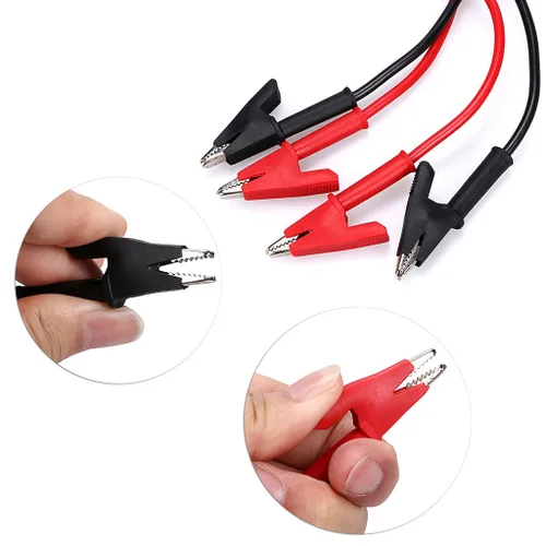 Miniatura 4 de Sumnacon Clips de cocodrilo de doble extremo, cable de cable de prueba de 15 A con clips aisladores, 2 cables flexibles de prueba de 3.3 pies