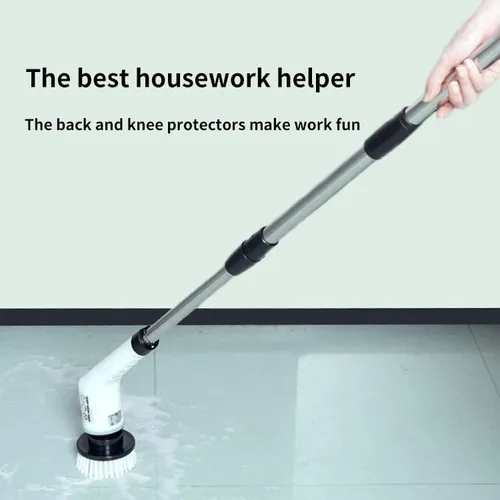 Miniatura 4 de Limpiador eléctrico giratorio, cepillo de limpieza inalámbrico con extensión ajustable para el hogar, 9 cabezales de cepillo reemplazables, 2