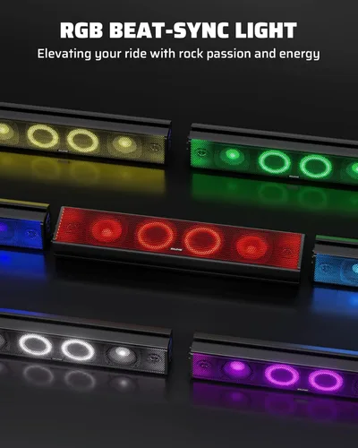 Miniatura 3 de Ehaho Barra de sonido UTV de 25 pulgadas, IP66 impermeable Bluetooth barra de sonido para carrito de golf, barra de sonido ATV con iluminación RGB
