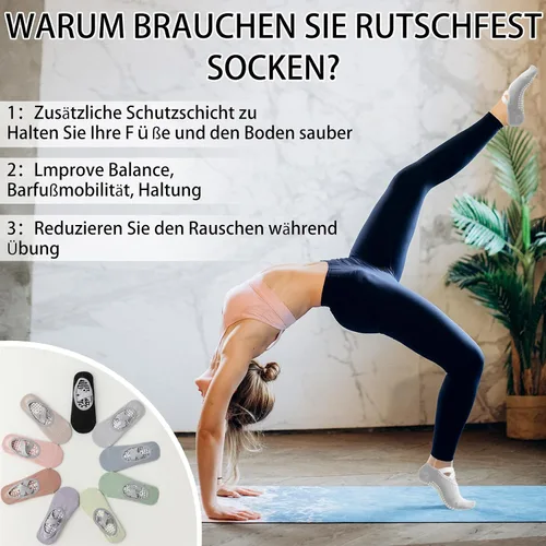 Miniatura 18 de Calcetines de yoga con agarre antideslizante para mujer, talla única, para fitness, deporte, danza de calcetines