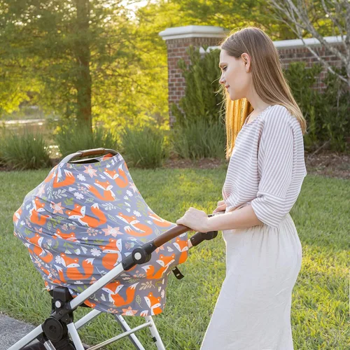 Miniatura 5 de Asiento de automóvil para bebé y cubierta de lactancia para madres lactantes, multiusos, 5 en 1, transpirable, suave, elástico, lavable, ajuste
