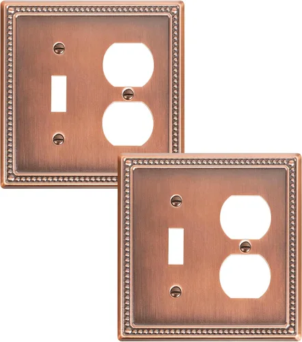 Miniatura 66 de Paquete de 4 placas de cubierta para interruptor de luz de palanca individual, cubiertas decorativas de perlas, placa de pared de metal almendra