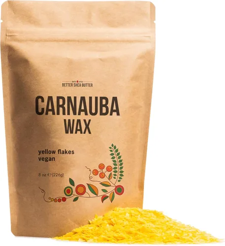Copos de cera de carnauba para bálsamos, velas y cuidado de la piel | Cera vegana natural, ingrediente para bálsamo labial, bálsamos y acabado de