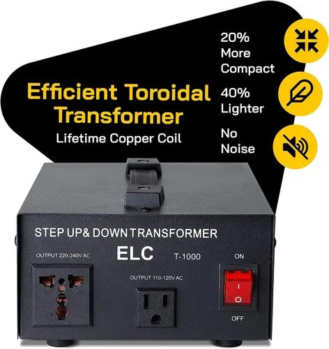 Miniatura 3 de Transformador de voltaje para aumentar o disminuir la tensión. 110 v/220 v, circuito de bloqueo de protección, de la marca ELC