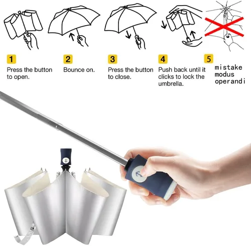 Miniatura 14 de FDJASGY Capa de revestimiento plateado, bloqueo de tela UV 99.9%, paraguas compacto plegable de viaje, paraguas automático resistente al viento