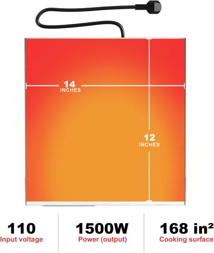 Miniatura 2 de Plancha eléctrica comercial de 14 pulgadas, plancha eléctrica de hierro fundido con material de acero inoxidable y antiadherente, plancha comercial
