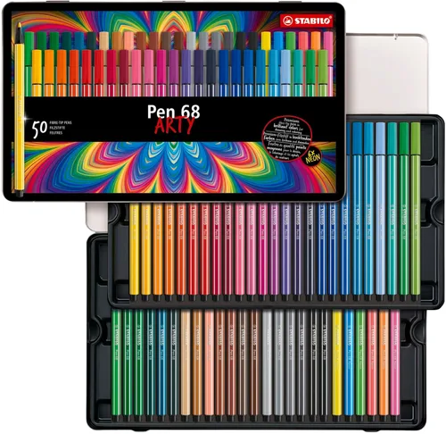 Miniatura 12 de STABILO - Bolígrafo 68 - Bolígrafo Premium Punta de Fibra - ARTY - Lata de 30 - Colores surtidos