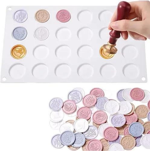 Miniatura 5 de Molde de silicona para sellos de disco redondo plano, molde adhesivo para encerar, molde para pastel de chocolate, molde para hornear, bandeja