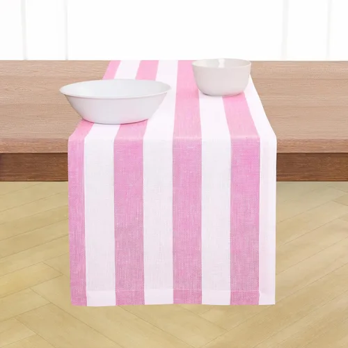 Miniatura 27 de Solino Home Camino de mesa de lino de 36 pulgadas, rayas cabaña, 100% lino puro, camino de mesa pequeño rojo y blanco, 14 x 36 pulgadas, ideal
