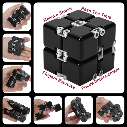 Miniatura 5 de Lifidea Cubo infinito de metal de aleación de aluminio (6 colores) juguete de escritorio de mano con estuche genial, cubo mágico infinito, alivia