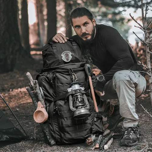 Miniatura 8 de Mardingtop Mochila militar con marco interno de 75L para hombres, mochila táctica Cordura con Recco para snowboard, senderismo, camping