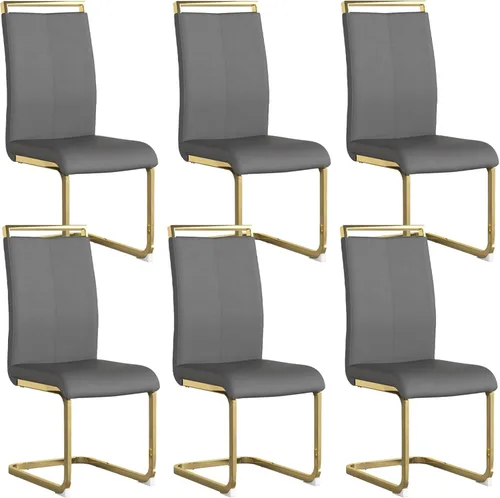 Miniatura 54 de Baysitone Juego de 6 sillas de comedor modernas, sillas laterales de comedor, sillas de cocina con asiento acolchado de piel sintética y respaldo