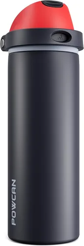Miniatura 44 de POWCAN - Botella de agua aislada, 24 oz, tapa 2 en 1, boquilla de botón, popote abatible, a prueba de fugas, acero inoxidable, para portavasos
