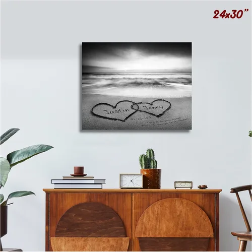 Miniatura 8 de CP CANVASPATH Nombre y fecha de pareja en la playa, impresiones en lienzo personalizadas, regalo de amor para aniversario, boda, cumpleaños y Arte