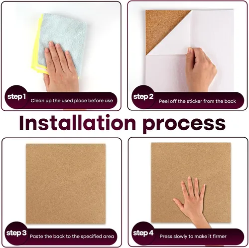 Miniatura 5 de Paquete de 6 tableros de corcho, 12 x 12 pulgadas, 1/2 pulgadas, tableros de corchos autoadhesivos para pared, escuela, hogar, oficina con 100