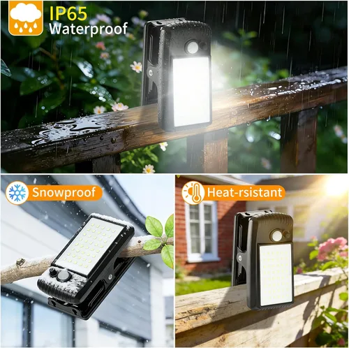 Miniatura 7 de YJFWAL Paquete de 2 luces solares para exteriores, 40 LED, 3 modos luces con clip con sensor de movimiento solar, impermeable IP65 para patio