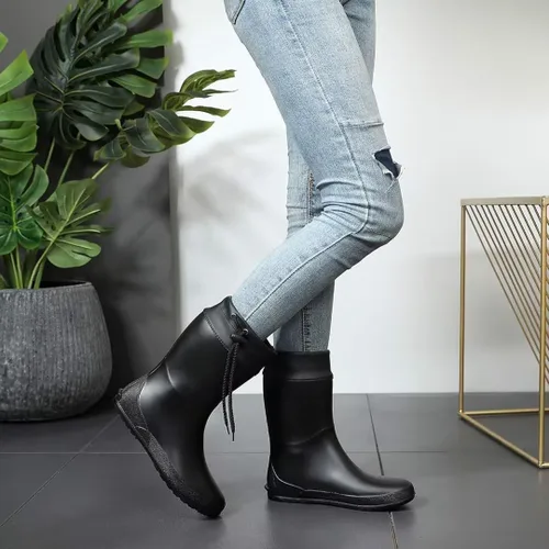 Miniatura 5 de Botas de lluvia de media pantorrilla para mujer, con cuello Muck botas, ultra ligeras, portátiles para jardín