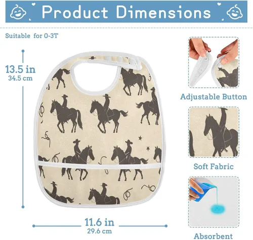 Miniatura 2 de MCHIVER Baberos de bebé para bebé niño y niña, delantal de alimentación impermeable, babero de algodón para comer alimentos, 2 paquetes