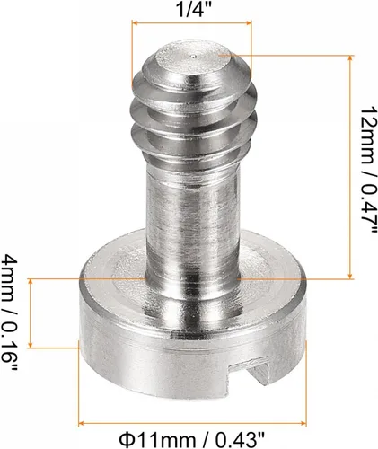Miniatura 2 de uxcell Tornillo de trípode para cámara, adaptadores de tornillo de montaje macho de 1/4 pulgadas, ranurados de 0.47 pulgadas de longitud