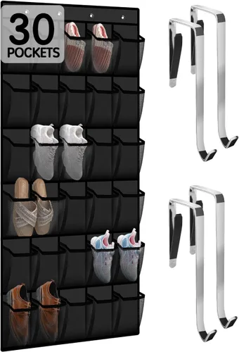 Miniatura 8 de Kotkn Organizador de zapatos sobre la puerta con 30 bolsillos de malla transpirable - Almacenamiento de armario de gran capacidad para hombres