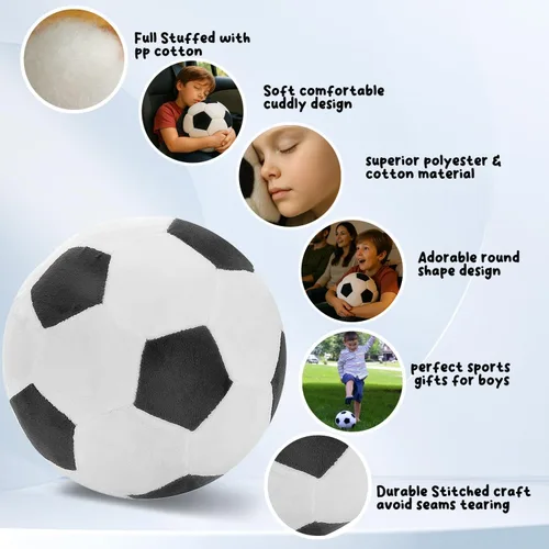 Miniatura 5 de Pelota de fútbol Tplay para niño de peluche: almohada rellena suave, regalo para decoración de habitación de 8 a 12 años, 8 pulgadas