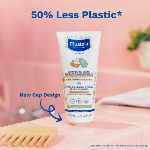 Miniatura 5 de Mustela Champú en crema desenredante y nutritiva, manteca de karité natural y aguacate, cabello rizado y encrespado, probado por dermatólogos