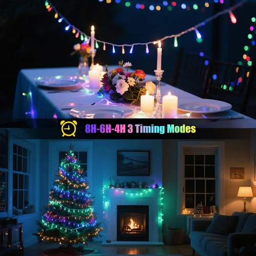 Miniatura 3 de Luces de Navidad con 8 modos de iluminación, 200 luces LED de 66 pies con control remoto, cadena de luces recargables para exteriores, decoraciones