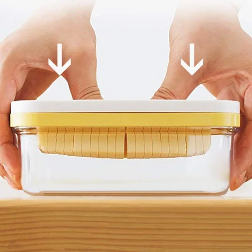Miniatura 8 de Mantequillera rectangular con tapa con cortador para cortar y almacenar fácilmente, caja de mantequilla para refrigerar, contenedor de mantequilla