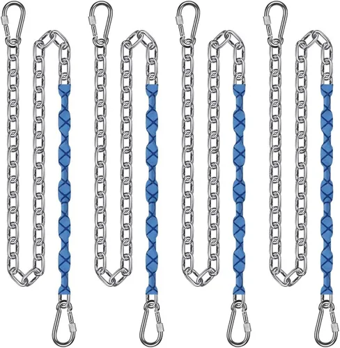 Miniatura 10 de BeneLabel 2 cadenas de acero inoxidable de 65 pulgadas con 4 ganchos de conexión rápida, cadena colgante resistente para columpio de porche, juego