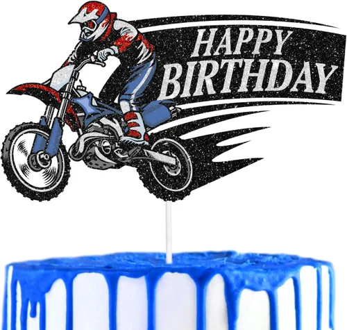 Decoración para tartas de motocross con temática de automóvil para niños, decoración de salto de motocicleta, decoración de salto de motocicleta