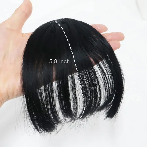 Miniatura 8 de Flequillo Clip de pelo sintético flequillo flequillo flequillo clip en extensiones de cabello en flecos frontal natural curvado plano limpio bang