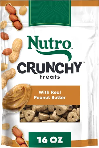 Nutro - Premios crujientes para perro, pequeños, naturales con mantequilla de maní real, bolsa de 16 onzas