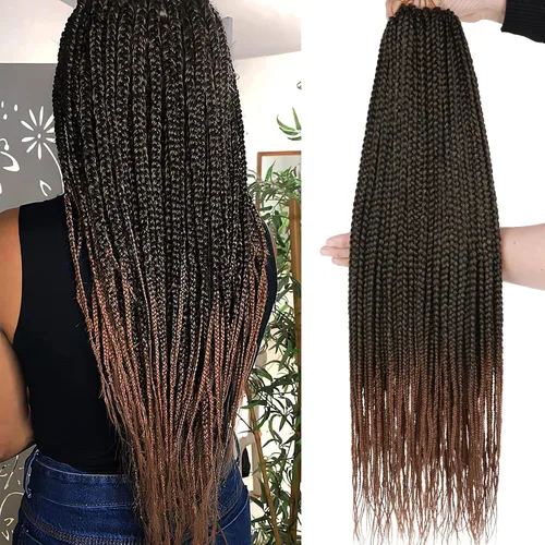 Miniatura 65 de XTREND 10 Pulgadas 6 Paquetes Trenzas de Caja de Ganchillo Cabello Pre-anudado Sin Nudos Bobo Trenzas de Caja 3X Extensiones de Cabello Trenzado 1b#