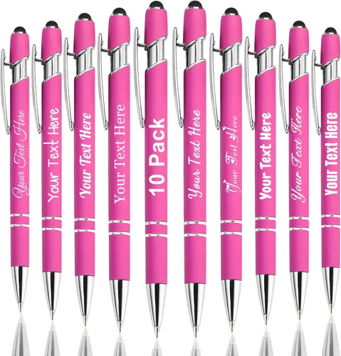 Miniatura 100 de Hasta 300 bolígrafos personalizados a granel con nombre personalizado con grabado gratis, puntas de lápiz capacitivo grabado, bolígrafo