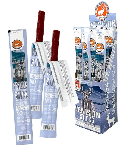 Pearson Ranch Palitos de carne – Palitos de venado alimentado con pasto – Aperitivos de carne exóticos, cero azúcar, alto en proteínas, paleo y