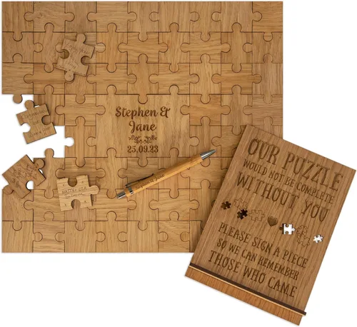 Libro de invitados de boda, rompecabezas alternativo, libro de visitas personalizado, piezas de madera grabadas con láser para fiesta, compromiso,