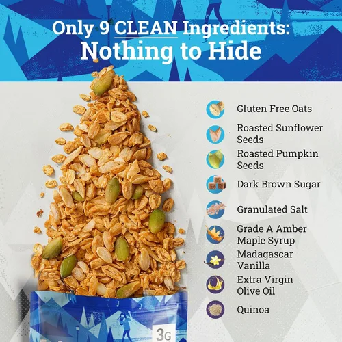 Miniatura 5 de Granola de Quinua con Vainilla Ladera - Cereal de Desayuno Bajo en Azúcar y Sin Nueces, Sin Gluten y Vegano, Ingredientes Honestos, 11 OZ