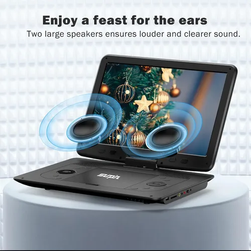 Miniatura 4 de Reproductor de DVD portátil de 16.9 pulgadas con pantalla grande HD de 14.1 pulgadas, batería recargable de 5 horas, reproductores de DVD para niños