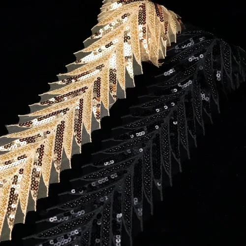 Miniatura 5 de Cinta de encaje con cuentas de encaje negro apliques de lentejuelas encaje de malla de flecha de encaje para coser, decoración de ropa