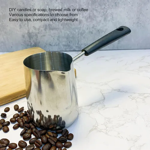 Miniatura 7 de Cafetera turca de 12 oz/11.8 fl oz jarra de espuma de leche para té, olla de fusión de mantequilla Jarra toroide de flores de acero inoxidable