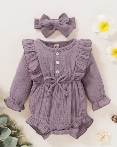 Miniatura 2 de Ropa de bebé recién nacida overol de manga con volantes trajes lindos para niñas