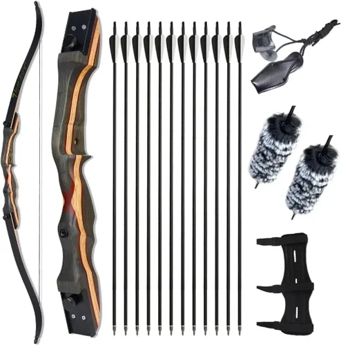 TOPARCHERY Juego de arco recurvo de 62 pulgadas, arco y flecha para adultos, para principiantes o adultos