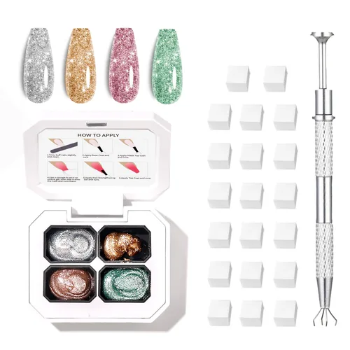 Miniatura 13 de Finger Secret - Juego de 9 colores de esmalte de uñas de gel Ombre Pat, paleta de esmaltes de gel con 20 esponjas de uñas para arte de uñas de gel