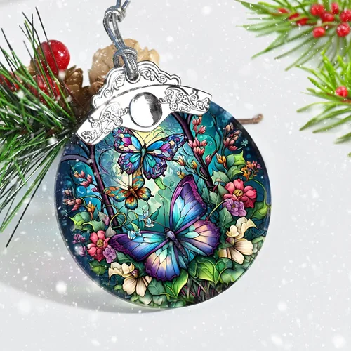 Miniatura 6 de Jocidea Adorno navideño de mariposa para árbol, decoración navideña, regalos para amantes de las mariposas