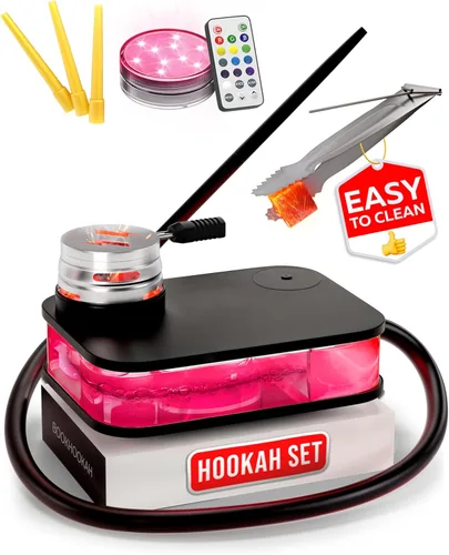 Miniatura 19 de Set portátil de cachimba con todo incluido - Set portátil de cachimba negro para viajes con bolsa plana para cachimba - Kit de cachimba
