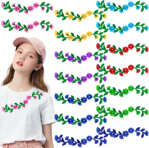 16 parches bordados de flores largas para planchar con flores de peonía, parches de costura decorativos para bolsas de ropa, accesorios de